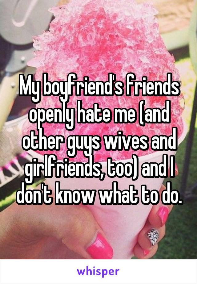 My boyfriend's friends openly hate me (and other guys wives and girlfriends, too) and I don't know what to do.