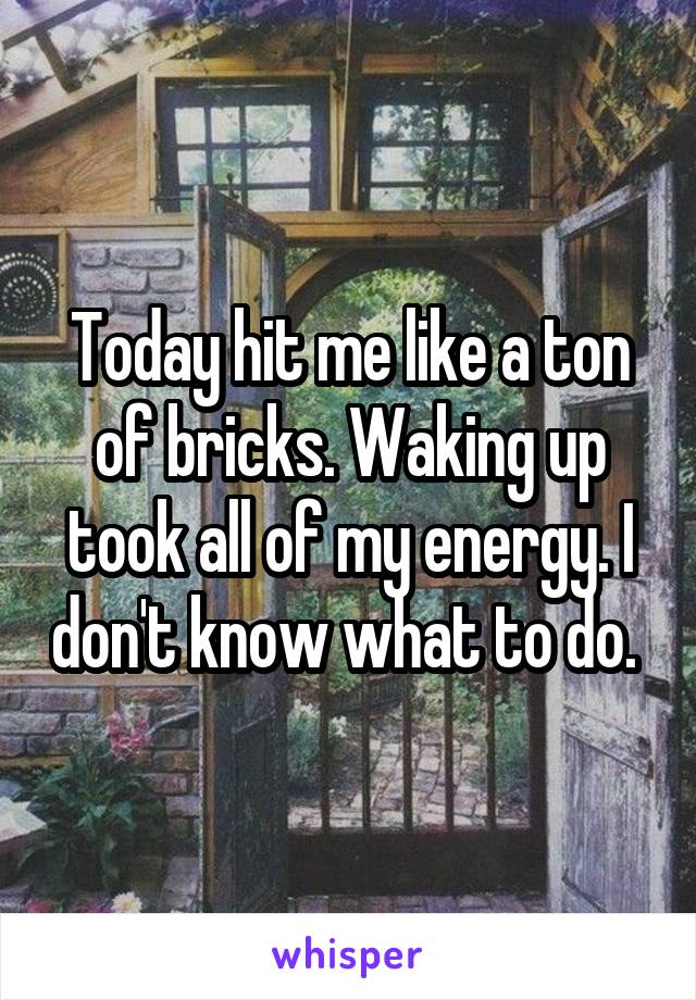 Today hit me like a ton of bricks. Waking up took all of my energy. I don't know what to do. 