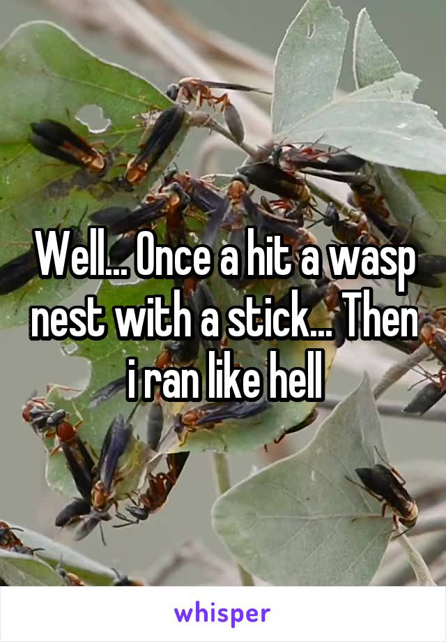 Well... Once a hit a wasp nest with a stick... Then i ran like hell