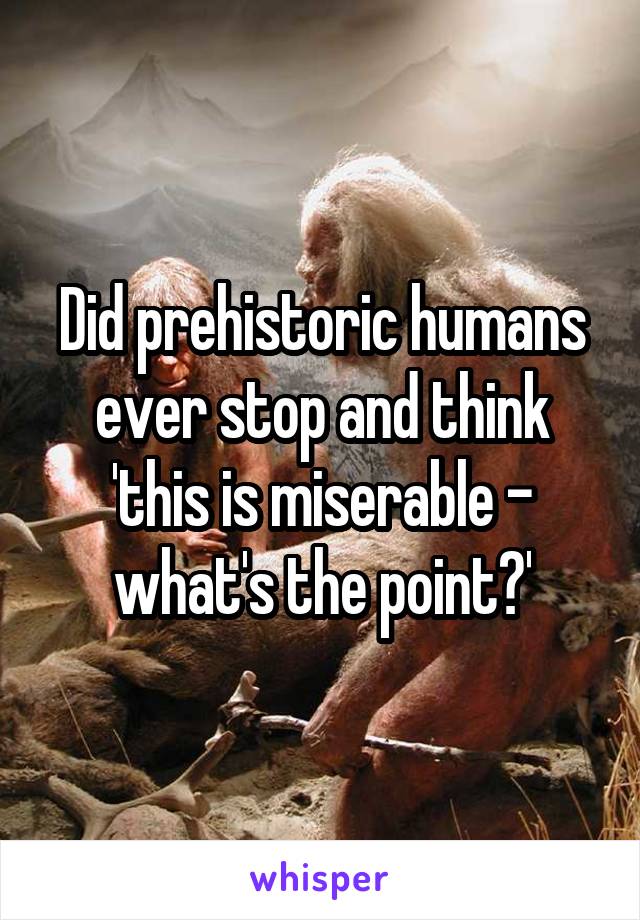 Did prehistoric humans ever stop and think 'this is miserable - what's the point?'