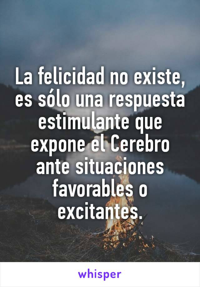 La felicidad no existe, es sólo una respuesta estimulante que expone ﻿el Cerebro ante situaciones favorables o excitantes.