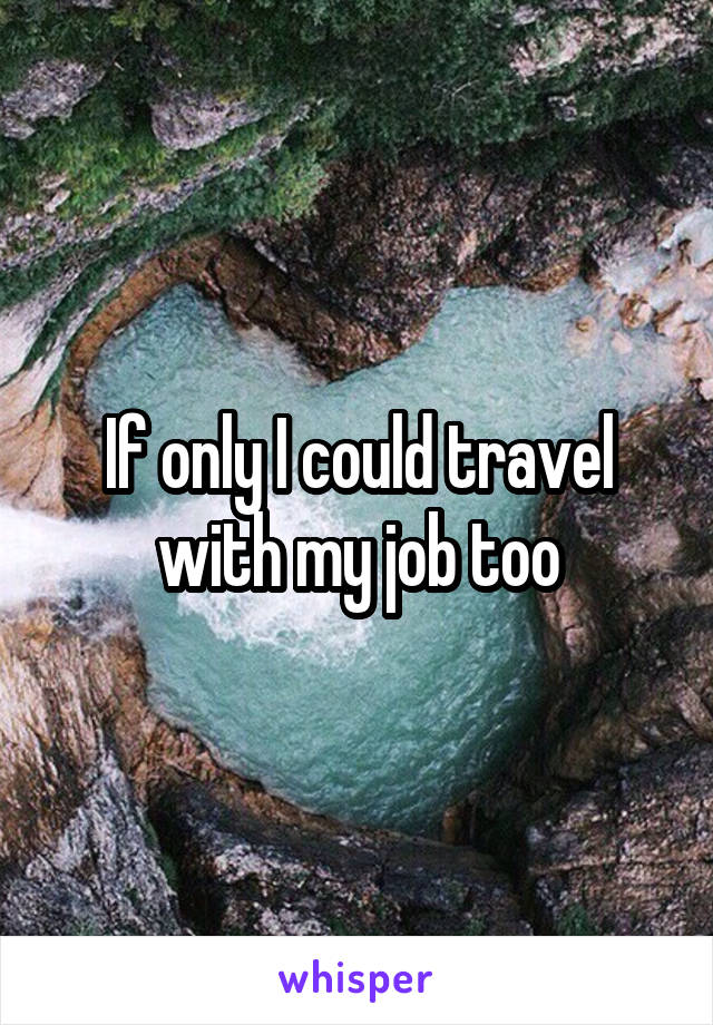 If only I could travel with my job too