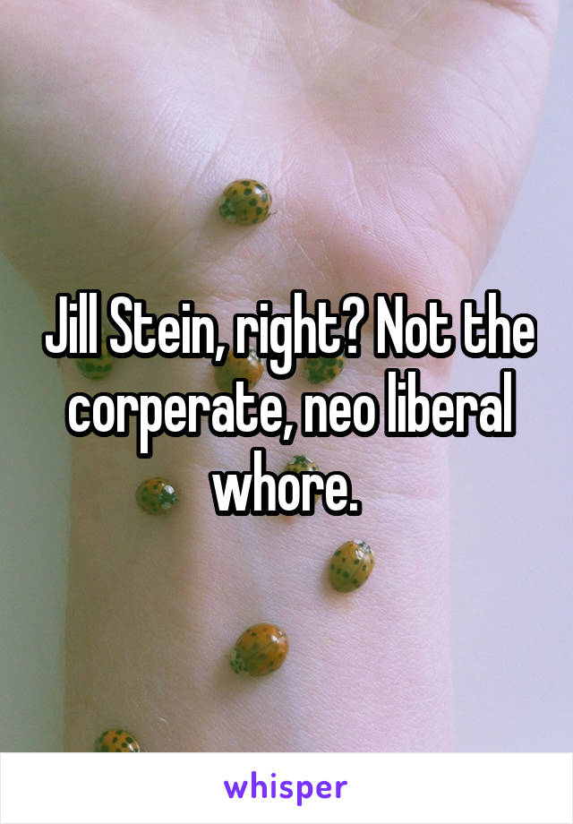 Jill Stein, right? Not the corperate, neo liberal whore. 