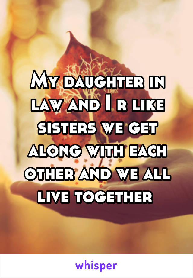 My daughter in law and I r like sisters we get along with each other and we all live together 