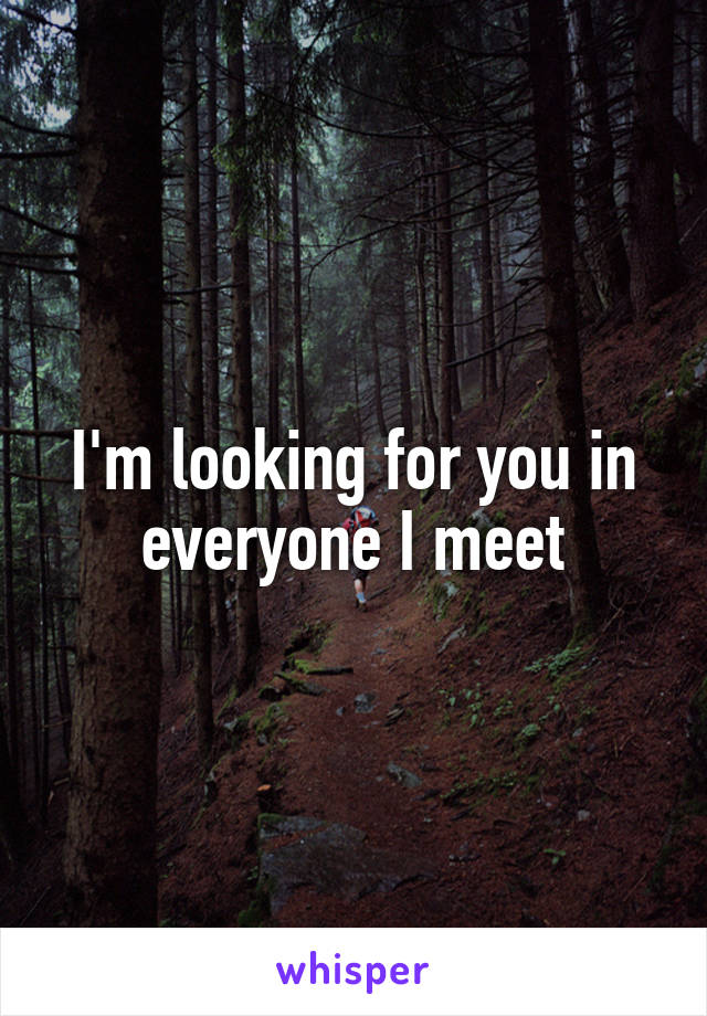 I'm looking for you in everyone I meet