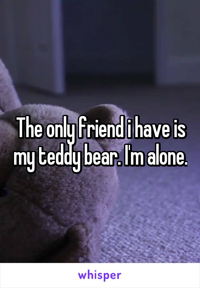 The only friend i have is my teddy bear. I'm alone.