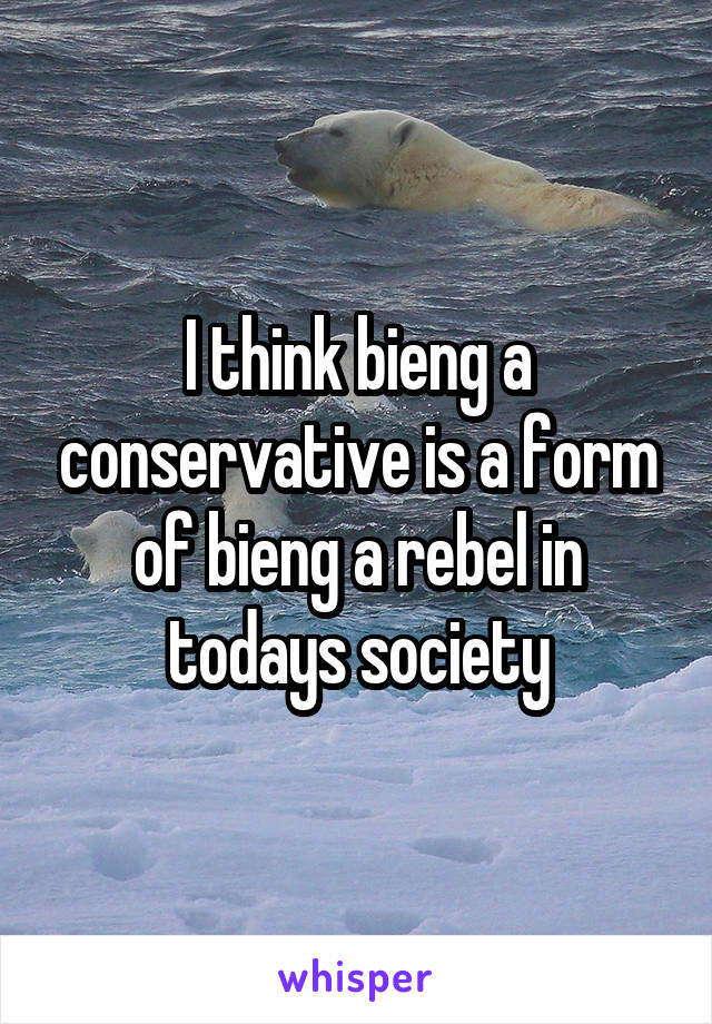 I think bieng a conservative is a form of bieng a rebel in todays society