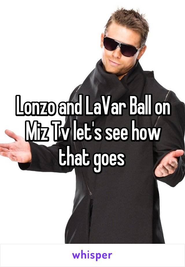 Lonzo and LaVar Ball on Miz Tv let's see how that goes 