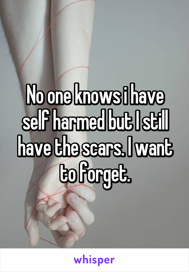 No one knows i have self harmed but I still have the scars. I want to forget.