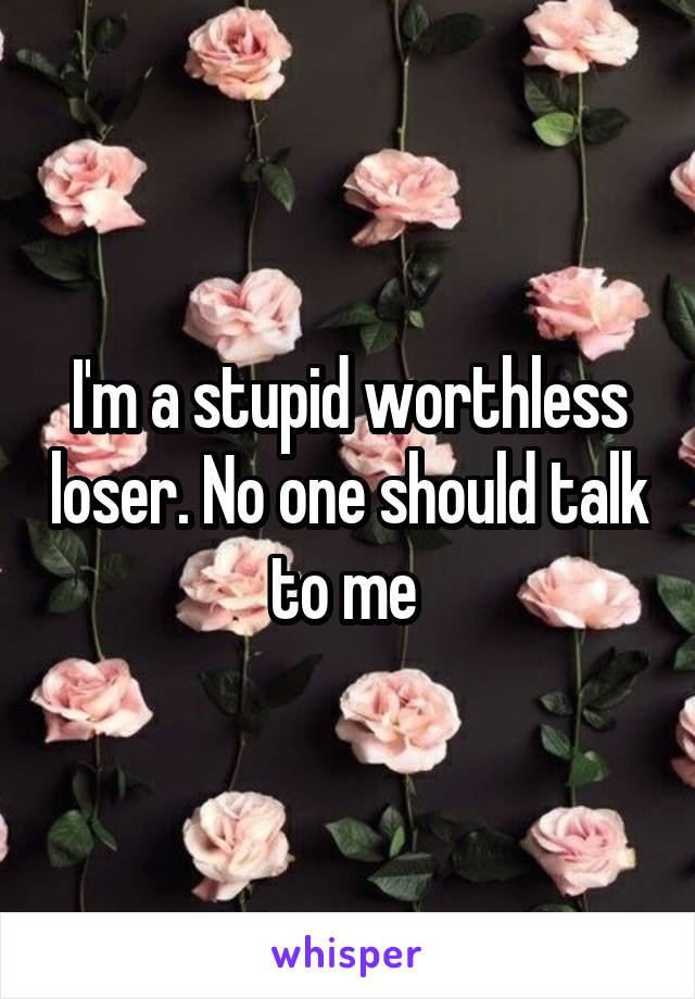 I'm a stupid worthless loser. No one should talk to me 