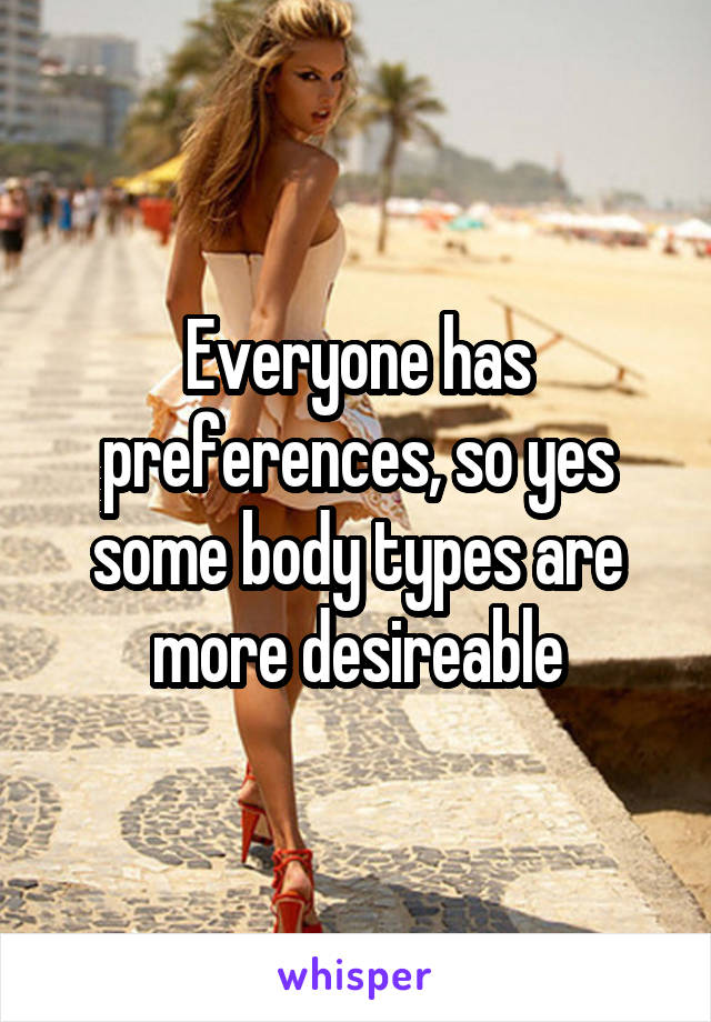 Everyone has preferences, so yes some body types are more desireable