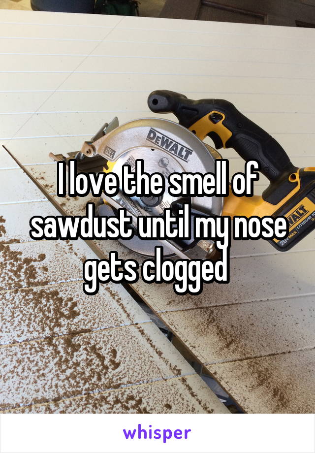 I love the smell of sawdust until my nose gets clogged 