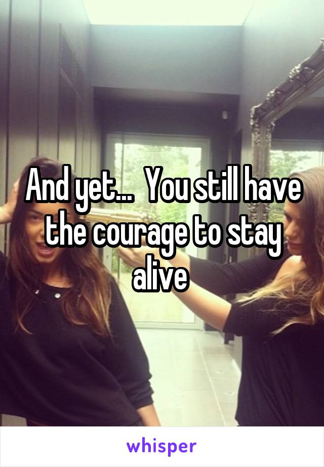 And yet...  You still have the courage to stay alive 