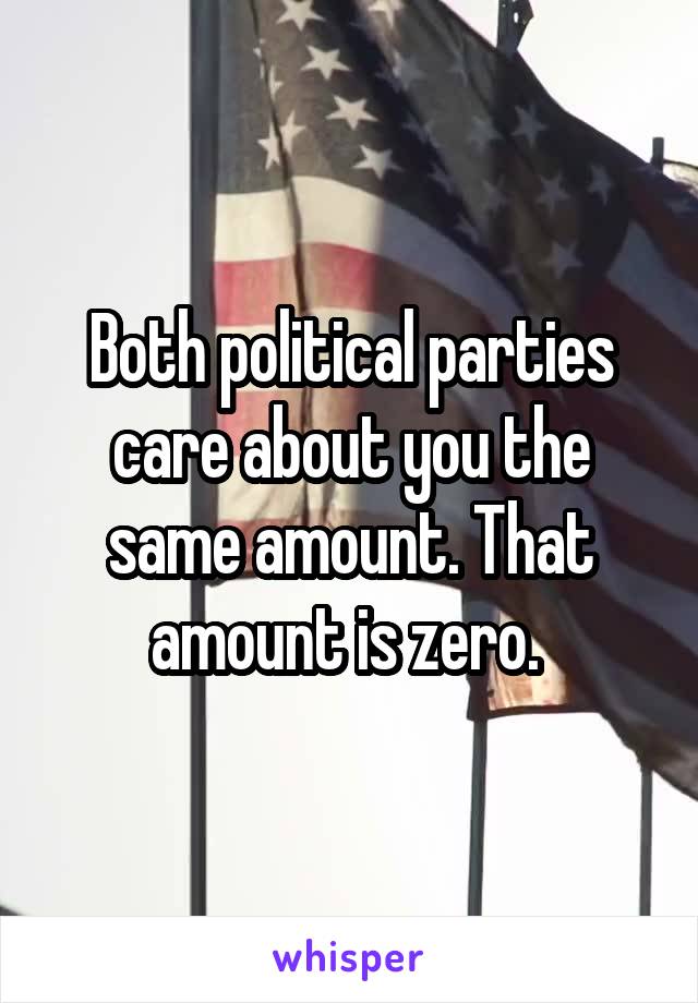 Both political parties care about you the same amount. That amount is zero. 