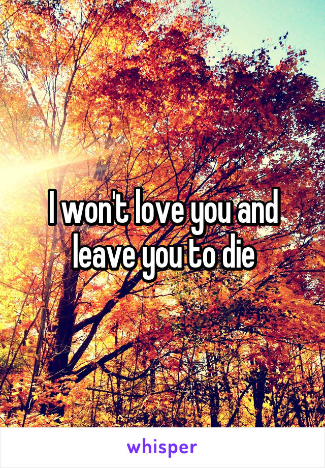 I won't love you and leave you to die