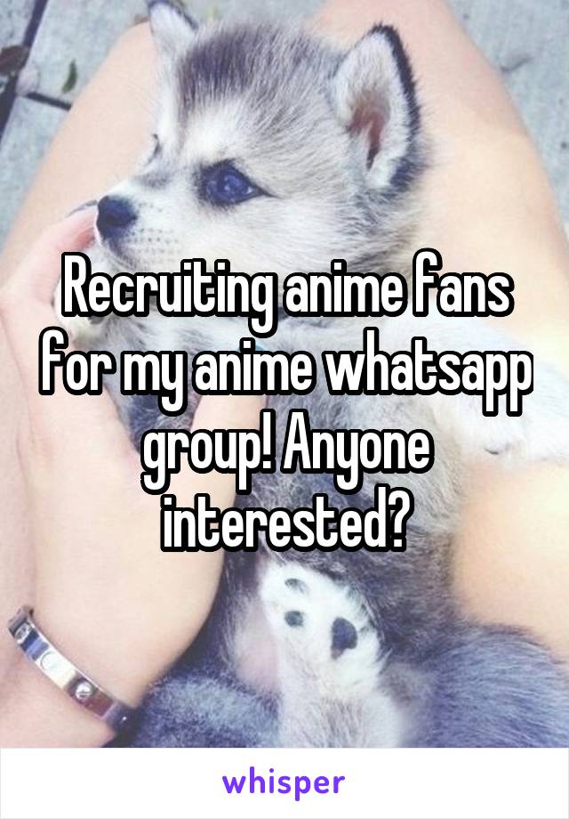 Recruiting anime fans for my anime whatsapp group! Anyone interested?