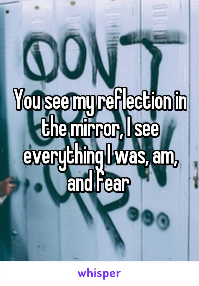 You see my reflection in the mirror, I see everything I was, am, and fear 