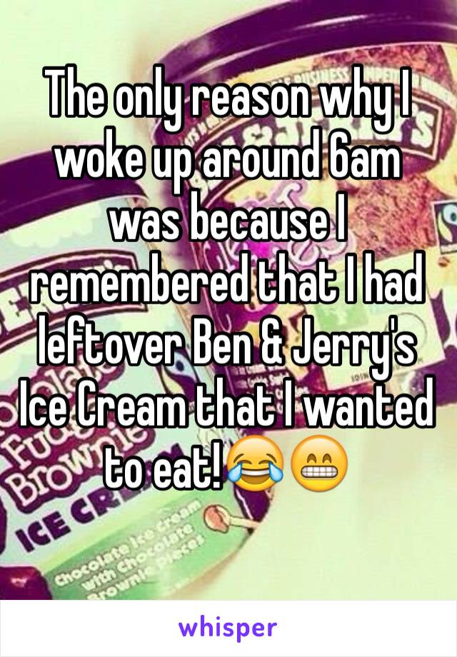 The only reason why I woke up around 6am was because I remembered that I had leftover Ben & Jerry's Ice Cream that I wanted to eat!😂😁
