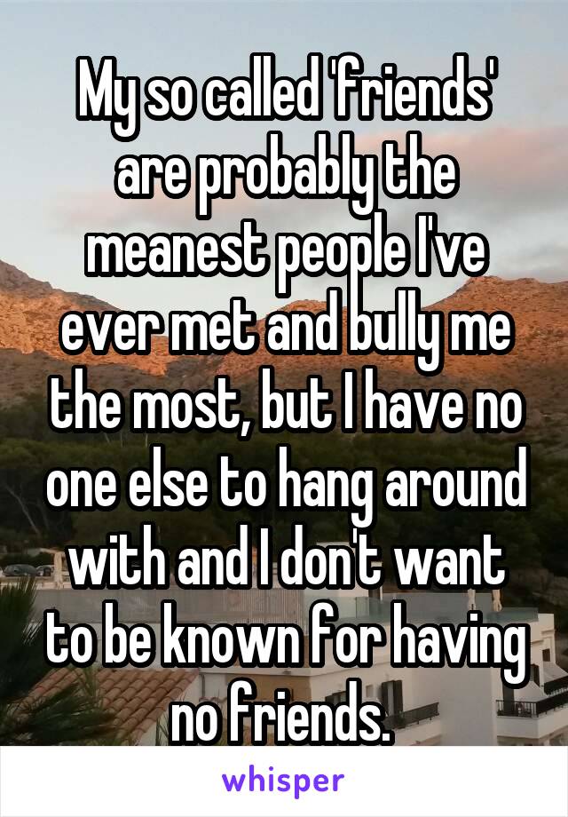 My so called 'friends' are probably the meanest people I've ever met and bully me the most, but I have no one else to hang around with and I don't want to be known for having no friends. 