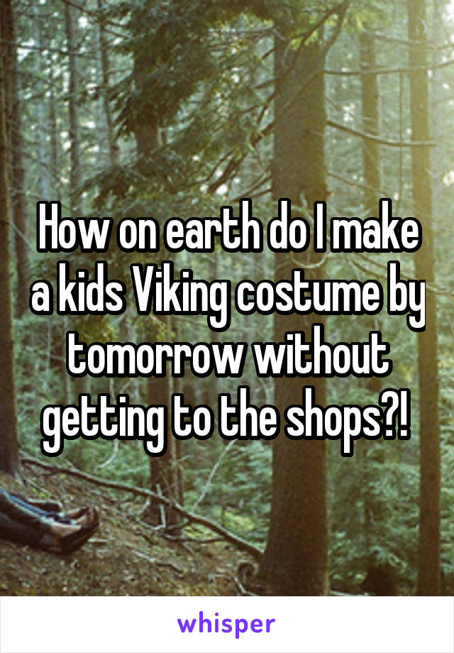 How on earth do I make a kids Viking costume by tomorrow without getting to the shops?! 