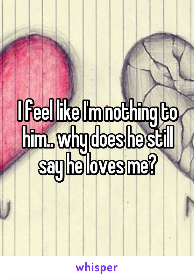 I feel like I'm nothing to him.. why does he still say he loves me?