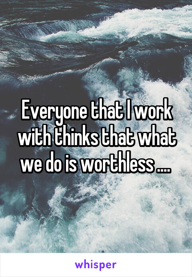 Everyone that I work with thinks that what we do is worthless .... 