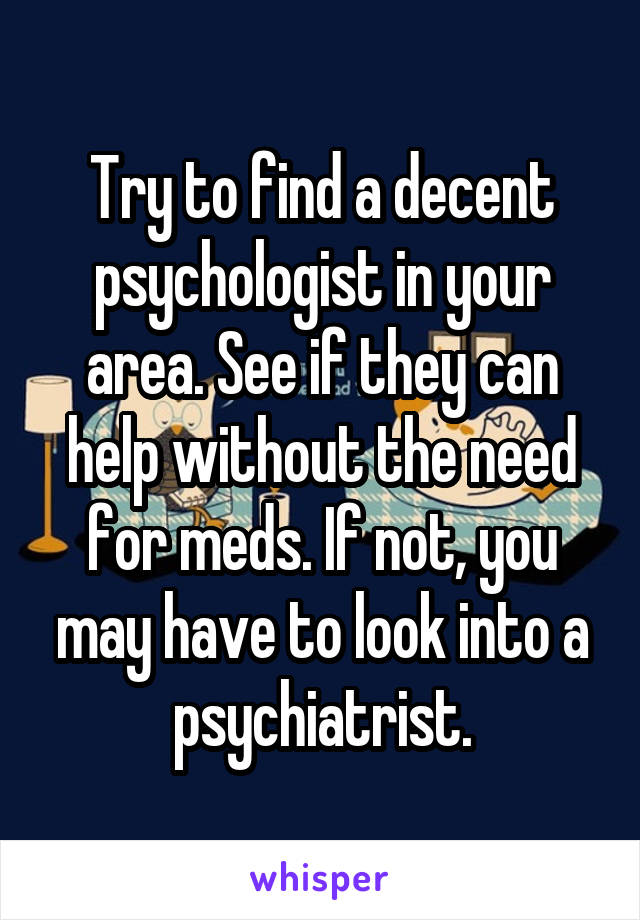 Try to find a decent psychologist in your area. See if they can help without the need for meds. If not, you may have to look into a psychiatrist.