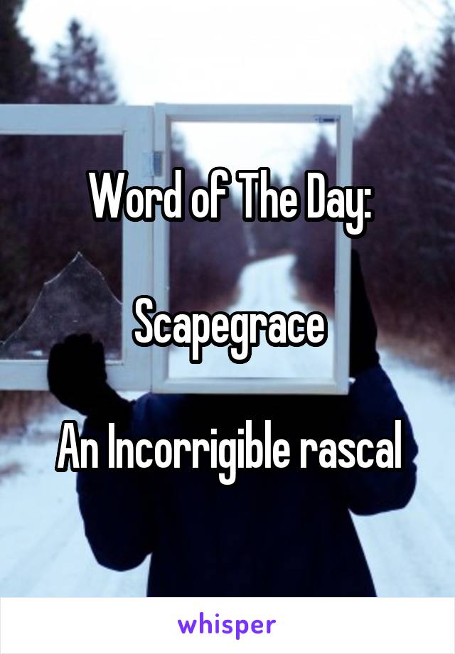 Word of The Day:

Scapegrace

An Incorrigible rascal