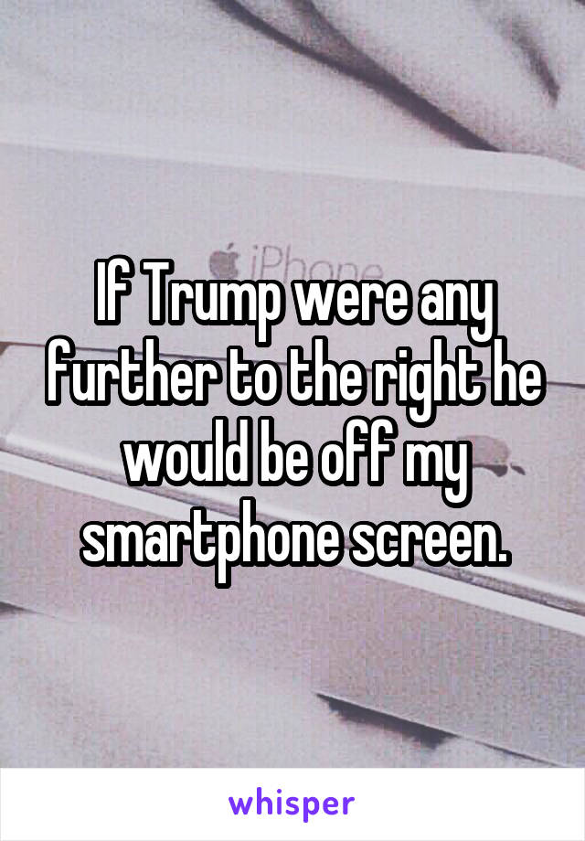 If Trump were any further to the right he would be off my smartphone screen.