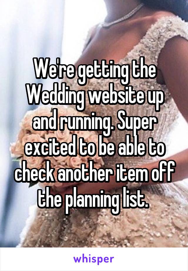 We're getting the Wedding website up and running. Super excited to be able to check another item off the planning list. 