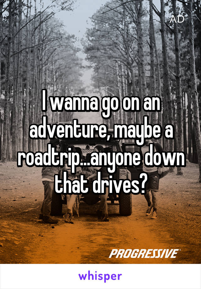 I wanna go on an adventure, maybe a roadtrip...anyone down that drives?
