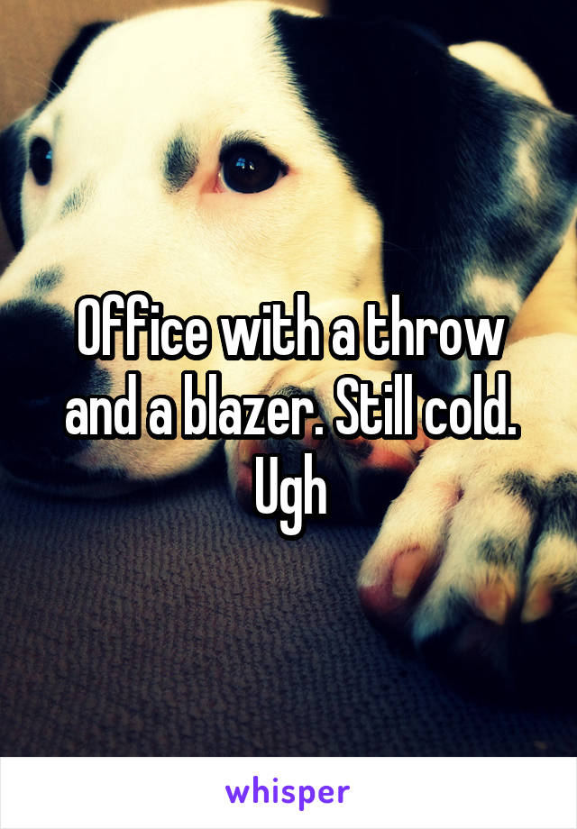 Office with a throw and a blazer. Still cold. Ugh