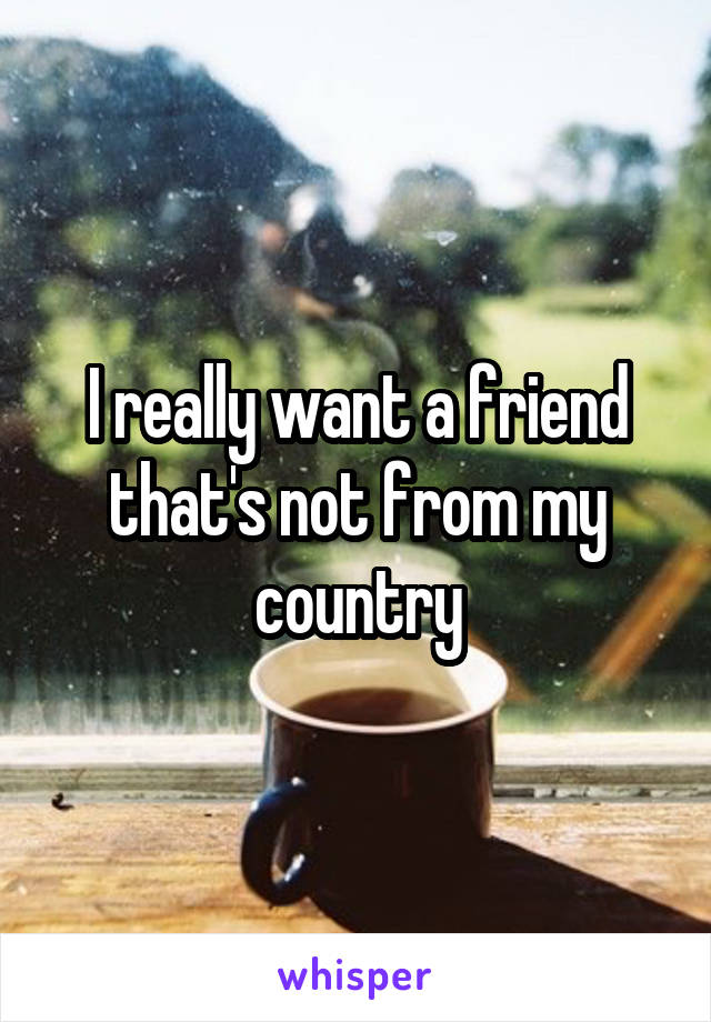 I really want a friend that's not from my country