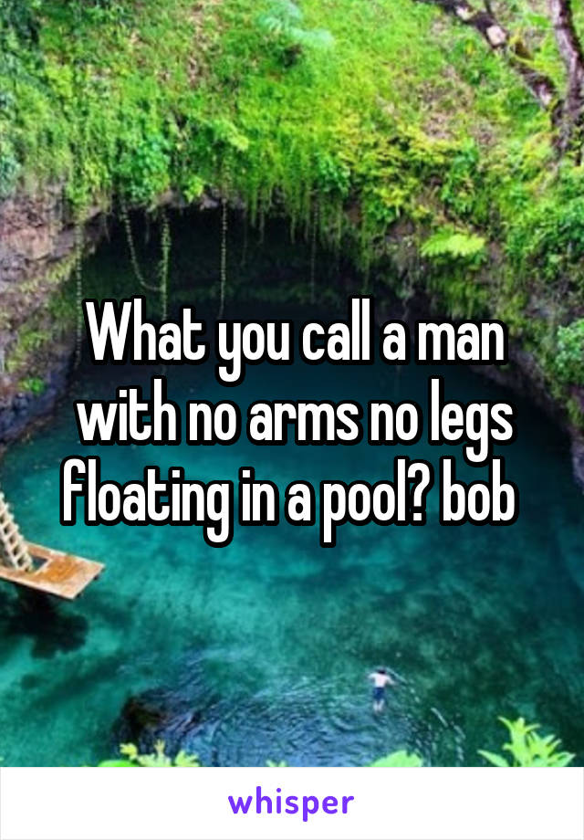 What you call a man with no arms no legs floating in a pool? bob 