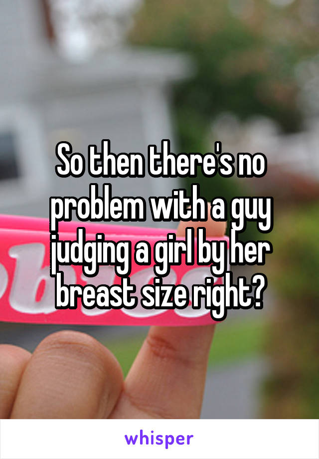 So then there's no problem with a guy judging a girl by her breast size right?