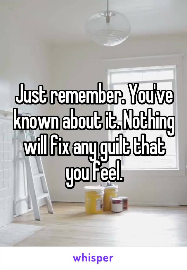Just remember. You've known about it. Nothing will fix any guilt that you feel.