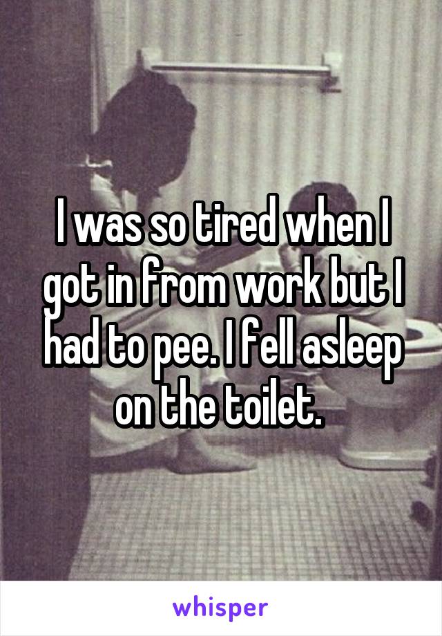 I was so tired when I got in from work but I had to pee. I fell asleep on the toilet. 