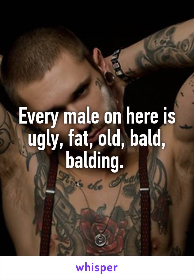 Every male on here is ugly, fat, old, bald, balding. 