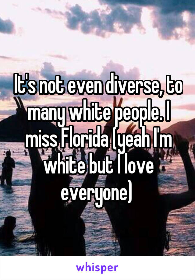 It's not even diverse, to many white people. I miss Florida (yeah I'm white but I love everyone) 