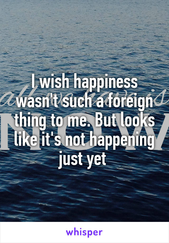 I wish happiness wasn't such a foreign thing to me. But looks like it's not happening just yet 