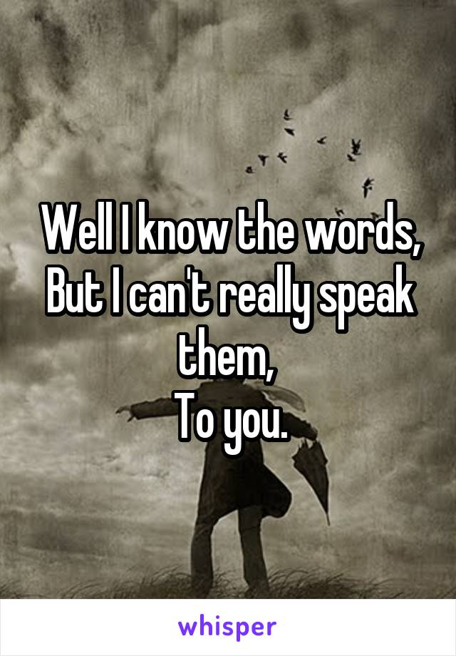 Well I know the words,
But I can't really speak them, 
To you.