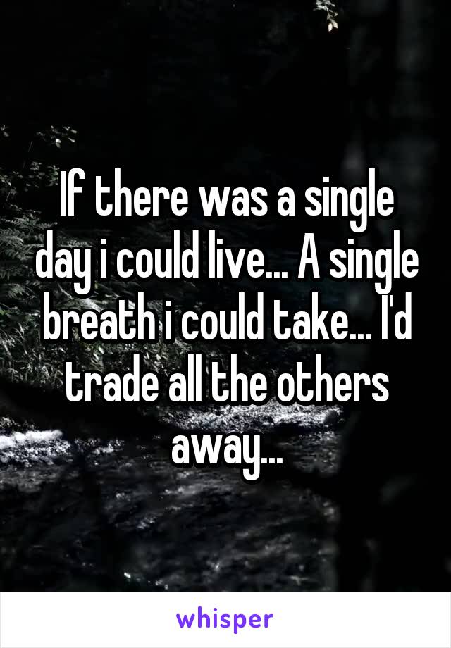 If there was a single day i could live... A single breath i could take... I'd trade all the others away...