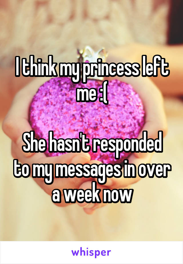 I think my princess left me :(

She hasn't responded to my messages in over a week now