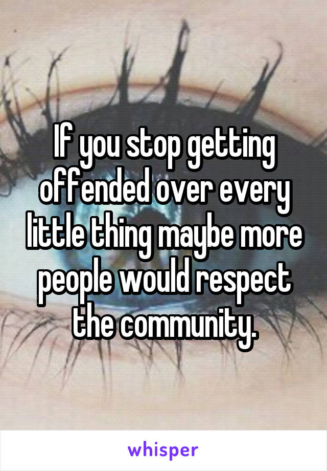 If you stop getting offended over every little thing maybe more people would respect the community.