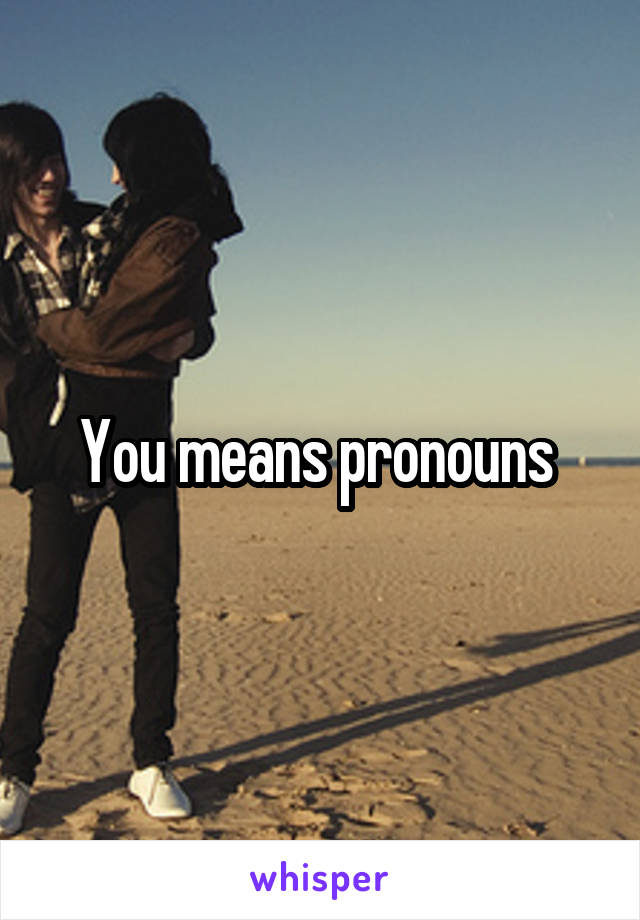 You means pronouns 