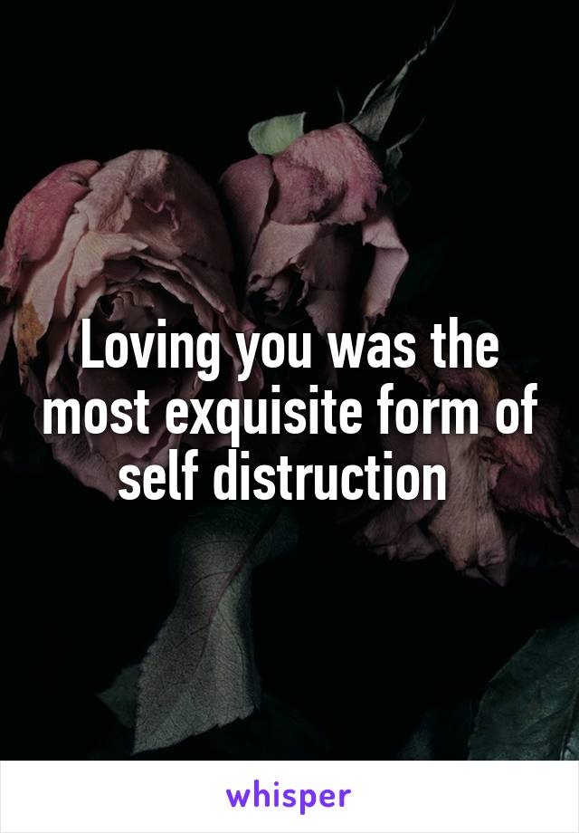 Loving you was the most exquisite form of self distruction 