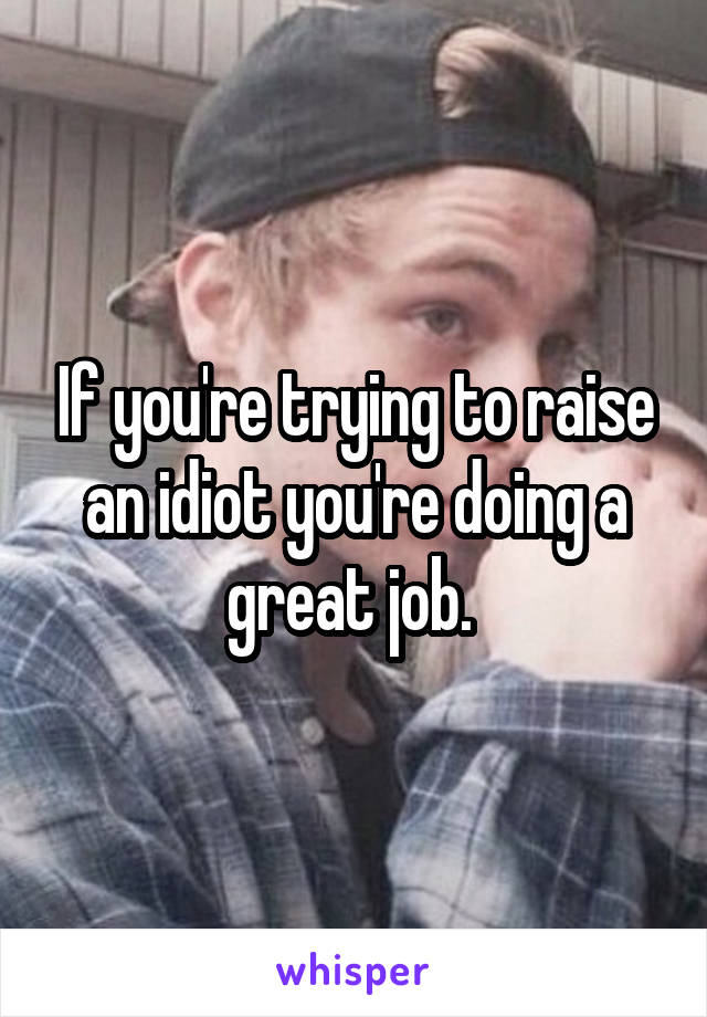 If you're trying to raise an idiot you're doing a great job. 