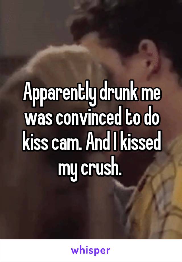 Apparently drunk me was convinced to do kiss cam. And I kissed my crush. 