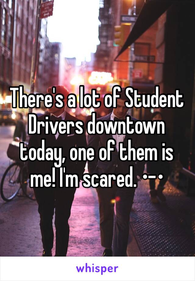 There's a lot of Student Drivers downtown today, one of them is me! I'm scared. •-•