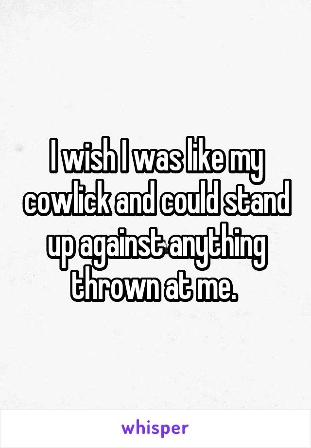 I wish I was like my cowlick and could stand up against anything thrown at me. 